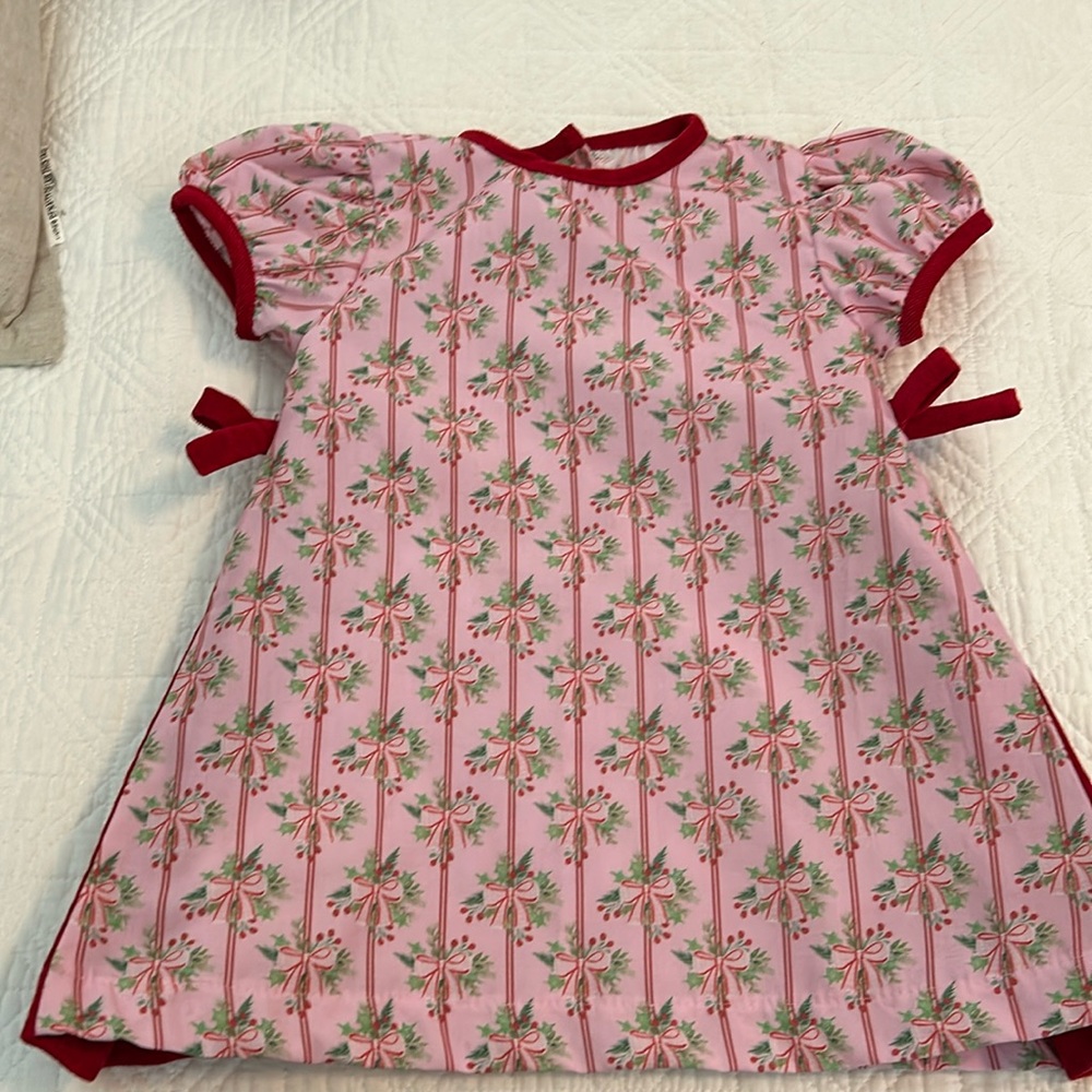 James & Lottie Christmas Dress Red Corduroy trim and bows Size 18 Months